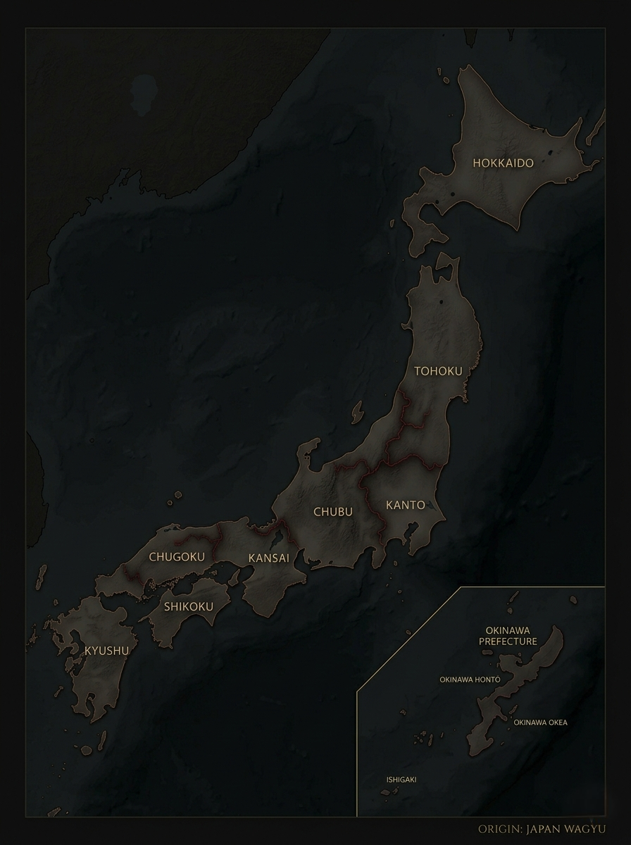 Map of Japan — Wagyu Producing Regions